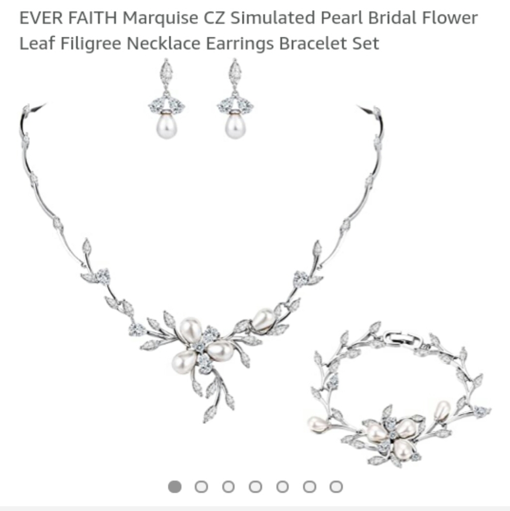 Ever Faith Pearl Bridal Necklace/Bracelet set